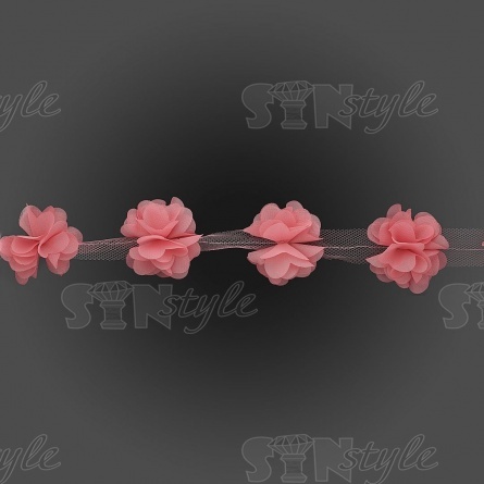 Кружево "Цветочки", ширина 60 мм, цвет пыльно-розовый (50), намотка 10 ярдов фото 2