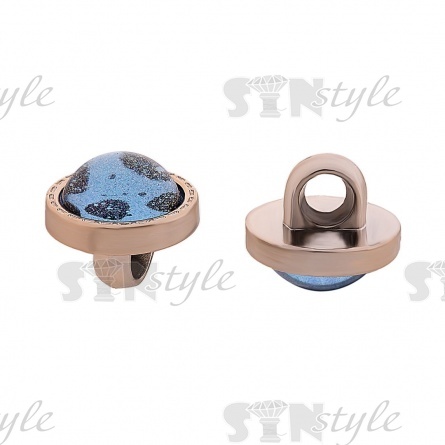 Пуговица пластиковая на ножке, круглой формы, размер 18L, золотая основа с вставкой голубого цвета фото 2