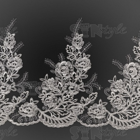 Кружево гипюр, ширина 380 мм, цвет белый, намотка 10 ярдов фото 1