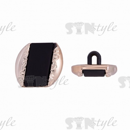 Пуговица пластиковая на ножке, размер 28L, цвет черный с золотом фото 1