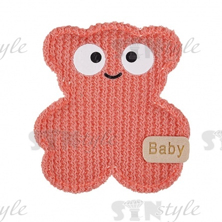 Аппликация 3D "Мишка", цвет грязно-розовый, размер 40х40 мм фото 1