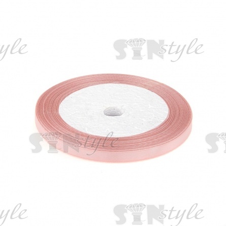 Декоративная лента атласная, ширина 6 мм, намотка 25 ярдов, цвет пыльно-розовый (№169) фото 1