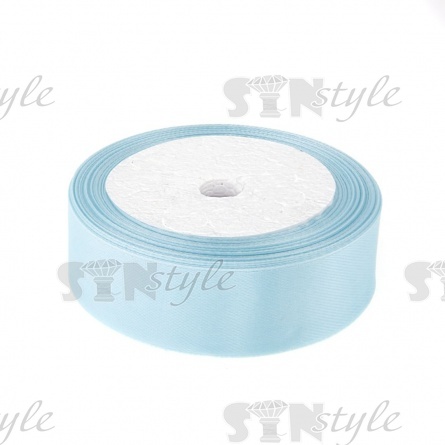 Декоративная лента атласная, ширина 25 мм, намотка 25 ярдов, цвет нежно-голубой (№078) фото 1
