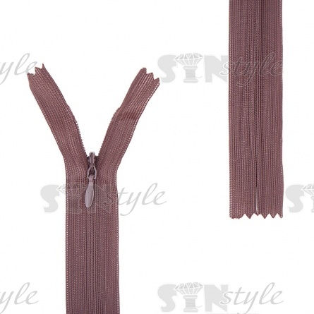 Молния спираль, тип 3, потайная, неразъемная, основа капрон, длина 20 см, цвет 304 (коричневый), бегунок цвета основы фото 1