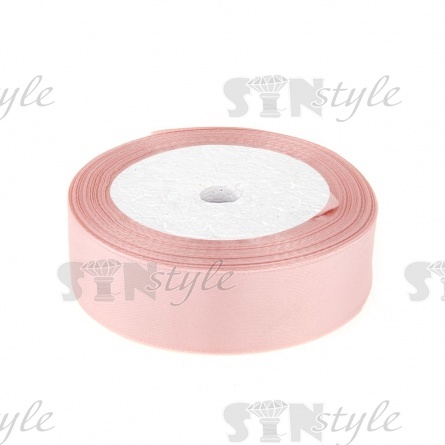 Декоративная лента атласная, ширина 25 мм, намотка 25 ярдов, цвет светло-розовый (№169) фото 1