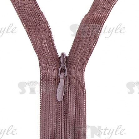 Молния спираль, тип 3, потайная, неразъемная, основа капрон, длина 20 см, цвет 304 (коричневый), бегунок цвета основы фото 2