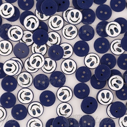 Пуговица пластиковая на два прокола "Смайлик", размер 20L, цвет белый/синий фото 4