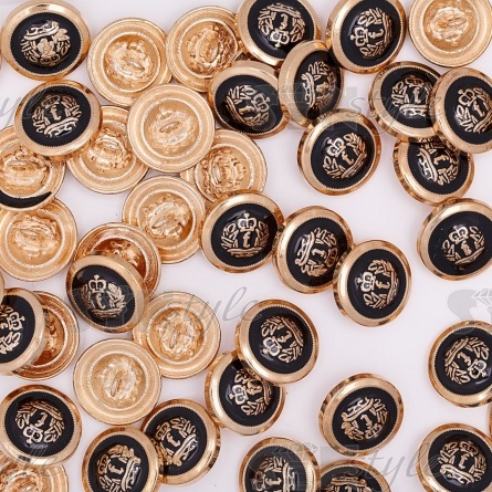 Пуговица металлическая на ножке, размер 34L, цвет черный+золотой фото 3