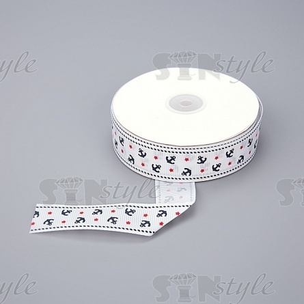 Лента репсовая, ширина 20 мм, цвет белый+синий+красный, намотка 20у фото 1