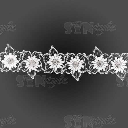 Цветочки из капроновой ленты ширина 70 мм, цвет белый,  намотка 15ярд фото 1