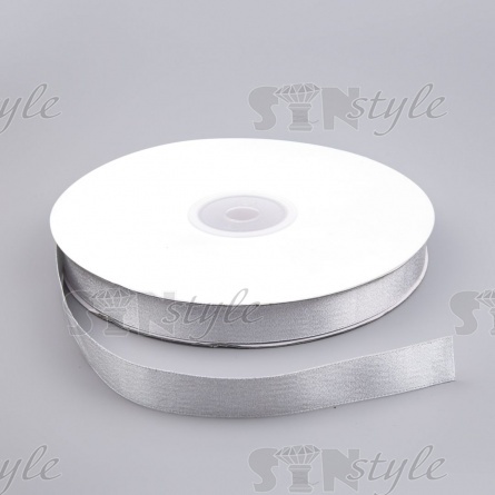 Лента декоративная двухсторонняя, ширина 20 мм, цвет серебряный, намотка 100 ярдов фото 1