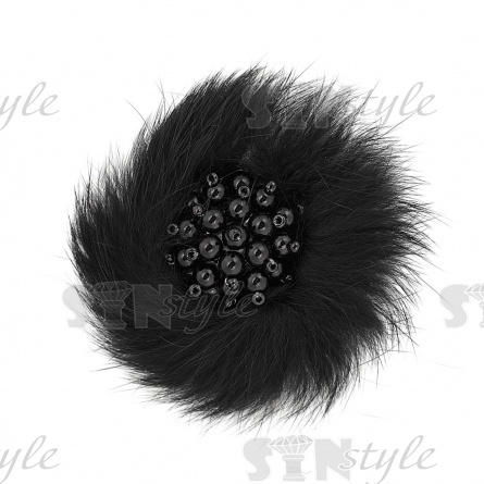 Аппликация с элементами из бисера, цвет черный+черные бусины, диаметр 70 мм фото 1