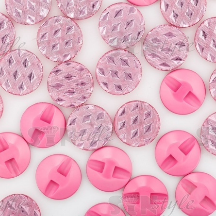 Пуговица пластиковая на полуножке, размер 34L, форма круглая, рисунок "ромб", цвет розовый фото 3