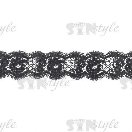 Кружево ажурное, матовая нить, ширина 105 мм, цвет черный, намотка 15 ярдов фото 2