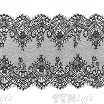 Кружево "Французское", ширина 410 мм, цвет черный, длина 3 метра фото 1