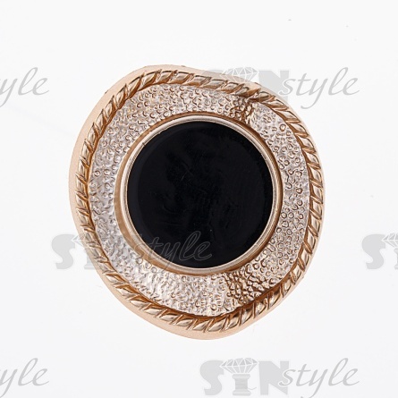 Пуговица пластиковая на ножке, размер 48L, основа золотая неправильной формы с черной эмалью фото 1