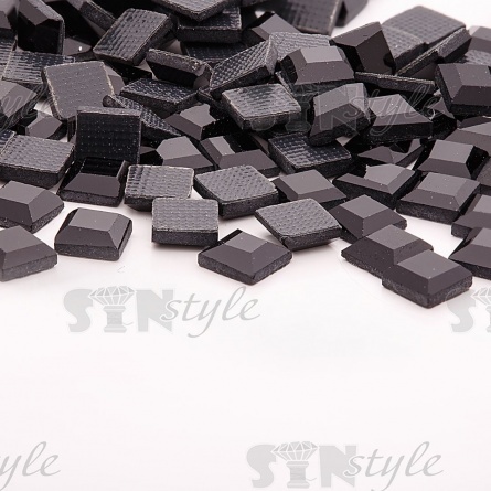 Стразы термоклеевые стеклянные Crystal, форма квадрат, размер 4х4 мм, цвет черный, 480 шт/уп  фото 3