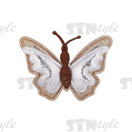 Аппликация 3D "Бабочка", цвет серебряный+золотой, размер 50х35 мм фото 1