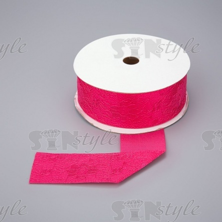 Декоративная лента двухслойная, цвет фуксия, ширина 40 мм, намотка 20 ярдов фото 1
