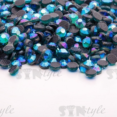 Стразы термоклеевые стеклянные SS10, форма круг, цвет голубой (944),1440 шт/уп фото 3