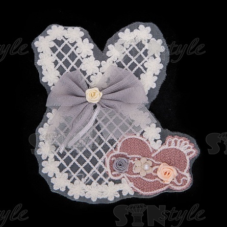 Аппликация на сетке пришивная "Зайчик", размер 140 мм х 150 мм фото 2