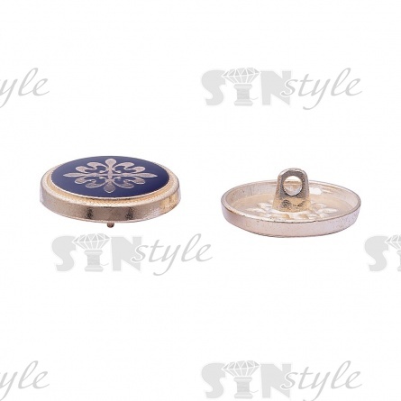 Пуговица металлическая на ножке, золотая с синим, 32L фото 2