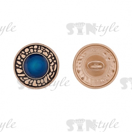 Пуговица металлическая на ножке, золотая с синим, 32L фото 1