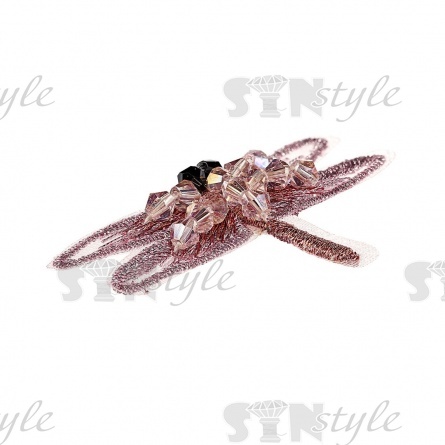 Аппликации с элементами из бисера, цвет грязно-розовый, размер 50х35 мм фото 2