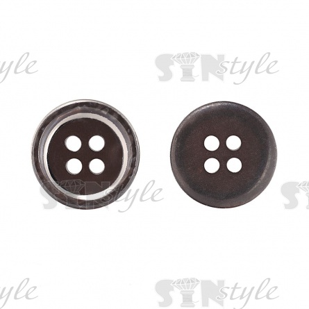 Пуговица пластиковая на ножке, черная с серым, 28L фото 2