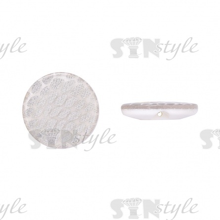 Пуговица пластиковая на полуножке, размер 24L, форма круглая, цвет белый  фото 1