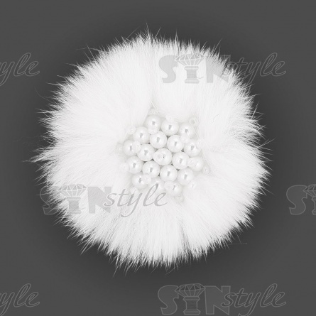 Аппликация с элементами из бисера, цвет белый+белые бусины, диаметр 70 мм фото 1