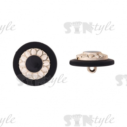 Пуговица пластиковая на ножке, размер 40L, цвет черный/золотой фото 1