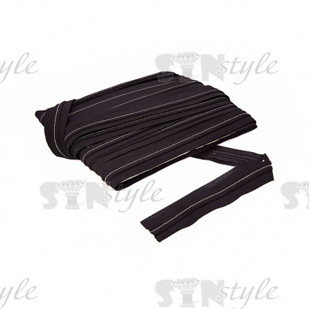 Декоративная тесьма отделочная с мелкими бусинами, цвет черный, ширина 30 мм, намотка 50 ярдов фото 3