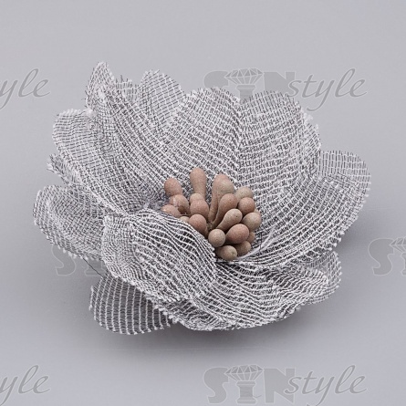 Цветочки декоративные, цвет серый, диаметр 40 мм фото 2