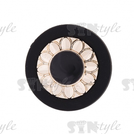 Пуговица пластиковая на ножке, размер 40L, цвет черный/золотой фото 2