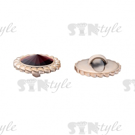 Пуговица пластиковая на ножке круглая, размер 34L, цвет золотой+бордовый фото 2