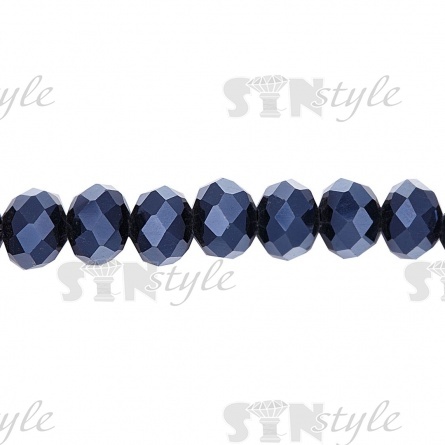 Бусины граненые Рондель (стекло), цвет синий (84), 6 мм, 100 шт/нить фото 2