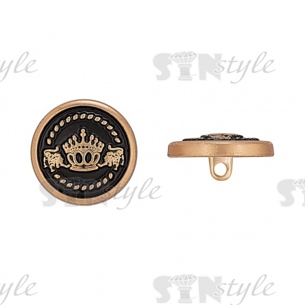 Пуговица металлическая на ножке, размер 28L, цвет черный+золотой фото 1