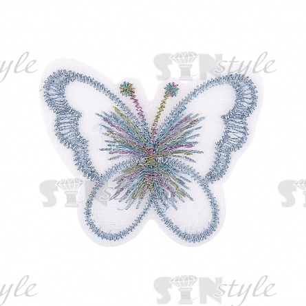 Аппликации бабочки из капрона, размер 45х35 мм цвет серый фото 1