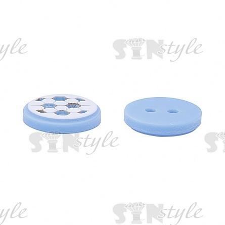 Пуговица пластиковая на два прокола "Футбол", размер 20L, цвет белый/голубой фото 3