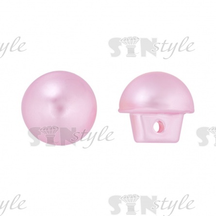 Пуговица пластиковая на ножке, в форме полусферы, светло-розового цвета, размер 18L фото 1