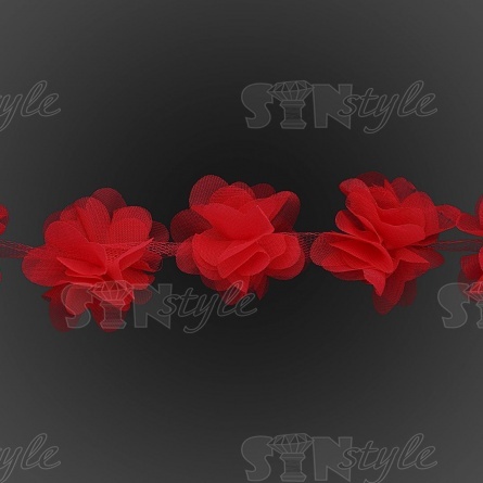 Кружево "Цветочки", ширина 60 мм, цвет ярко-розовый (122), намотка 10 ярдов фото 3