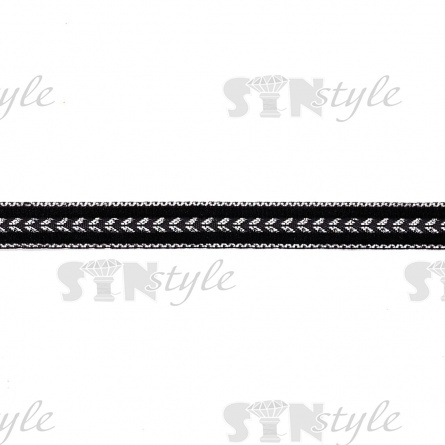 Лента бархатная с люрексом, ширина 10 мм, цвет черный+серебряный, намотка 50 ярдов фото 1