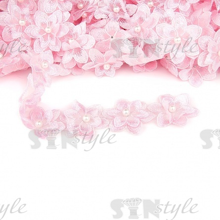 Цветочки из капроновой ленты, ширина 60 мм, намотка 20 ярдов, цвет розовый (№ 5) фото 1