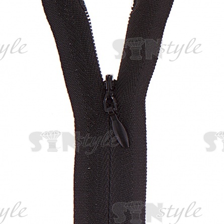 Mолния спираль, тип 3, потайная, неразъемная, основа х/б, длина 50 см, цвет 322 (черный), бегунок цвета основы фото 2