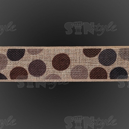 Декоративная лента "горох", ширина 40 мм, намотка 20 ярдов, цвет бежевый фото 3