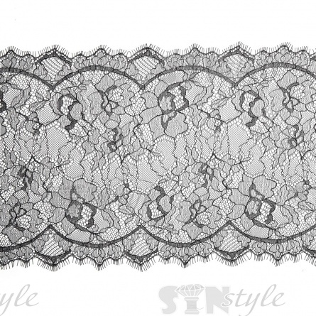 Кружево "Французское", ширина 230 мм, цвет черный, длина 3 метра фото 1