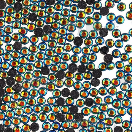 Стразы термоклеевые акриловые SS10, цвет голубой радужный (голография), 500 гр/уп фото 3