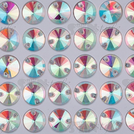 Стразы пришивные стеклянные, форма круг, цвет белый прозрачный, диаметр 12 мм фото 2