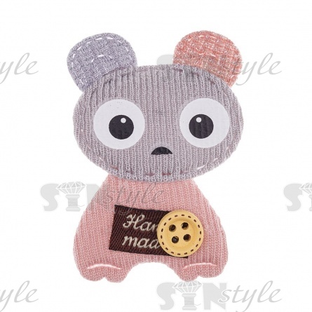 Аппликация 3D "Котик", цвет грязно-розовый+серый, размер 50х35 мм фото 1